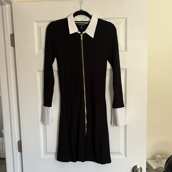 Black and White Zip-Up Dress - Picture 2 of 4